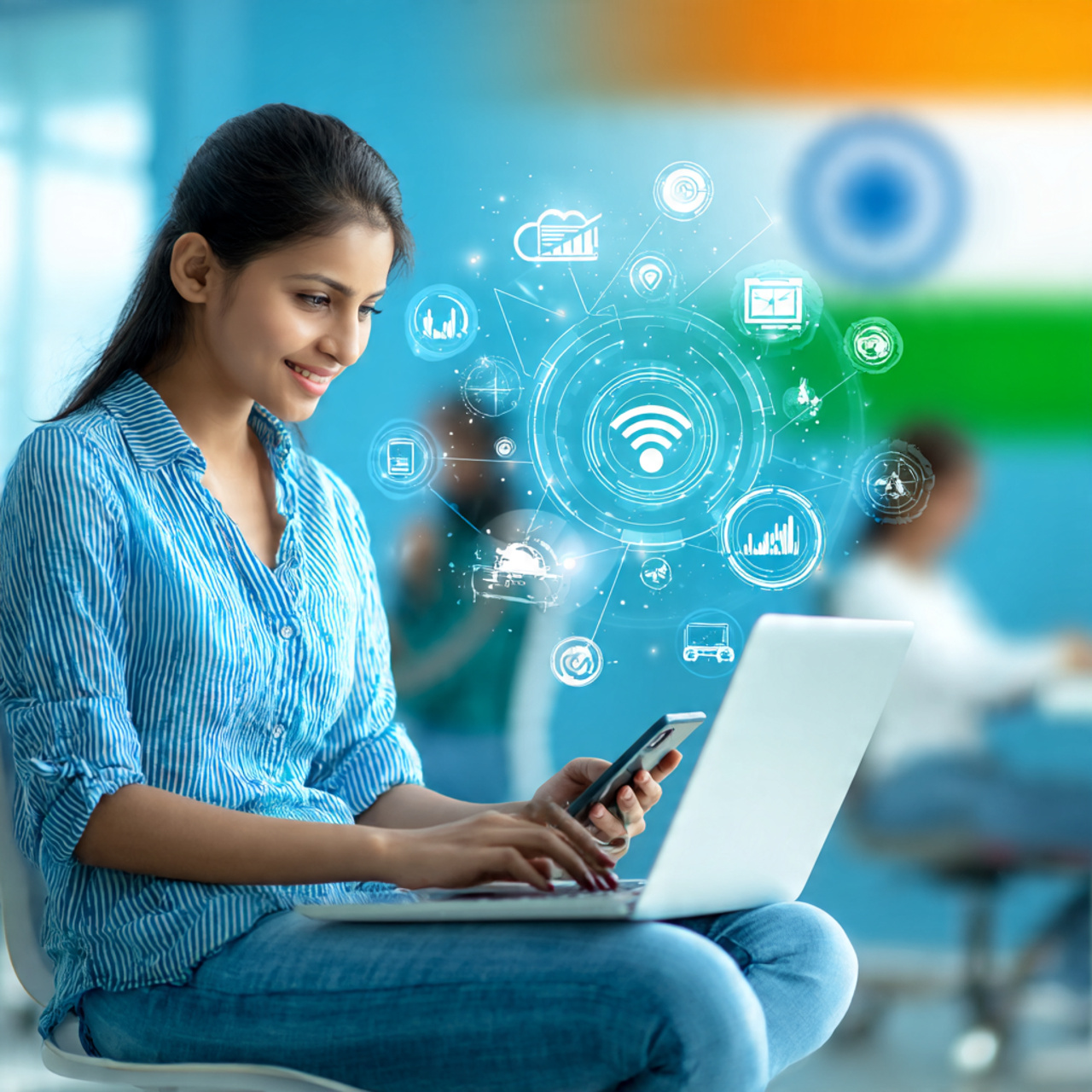 a_confident_indian_woman_using_a_laptop